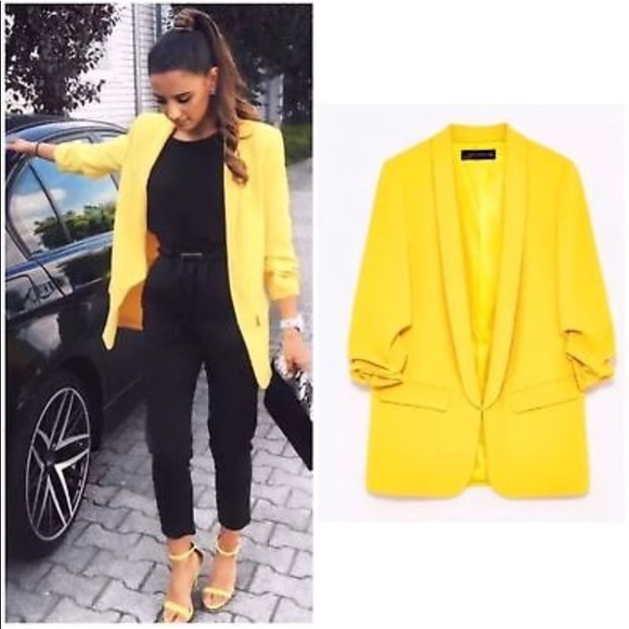 zara ruched sleeve blazer